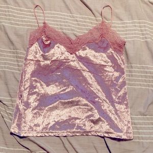 Pink velvet spaghetti strap